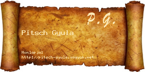 Pitsch Gyula névjegykártya